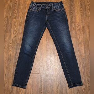 Silver Jeans Suki Skinny Womens W29 L29 Dark Wash Blue Thick Stitch Denim D99